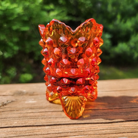 Fenton Amberina Hobnail Toothpick Holder - Picture 2 of 16